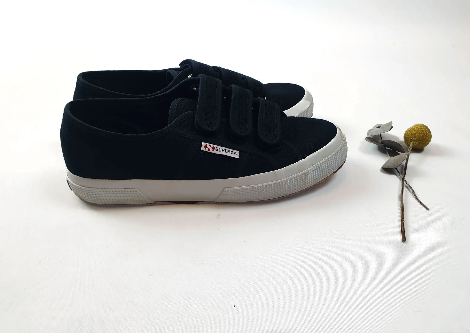 Superga black shoes with adjustable velcro size 38
