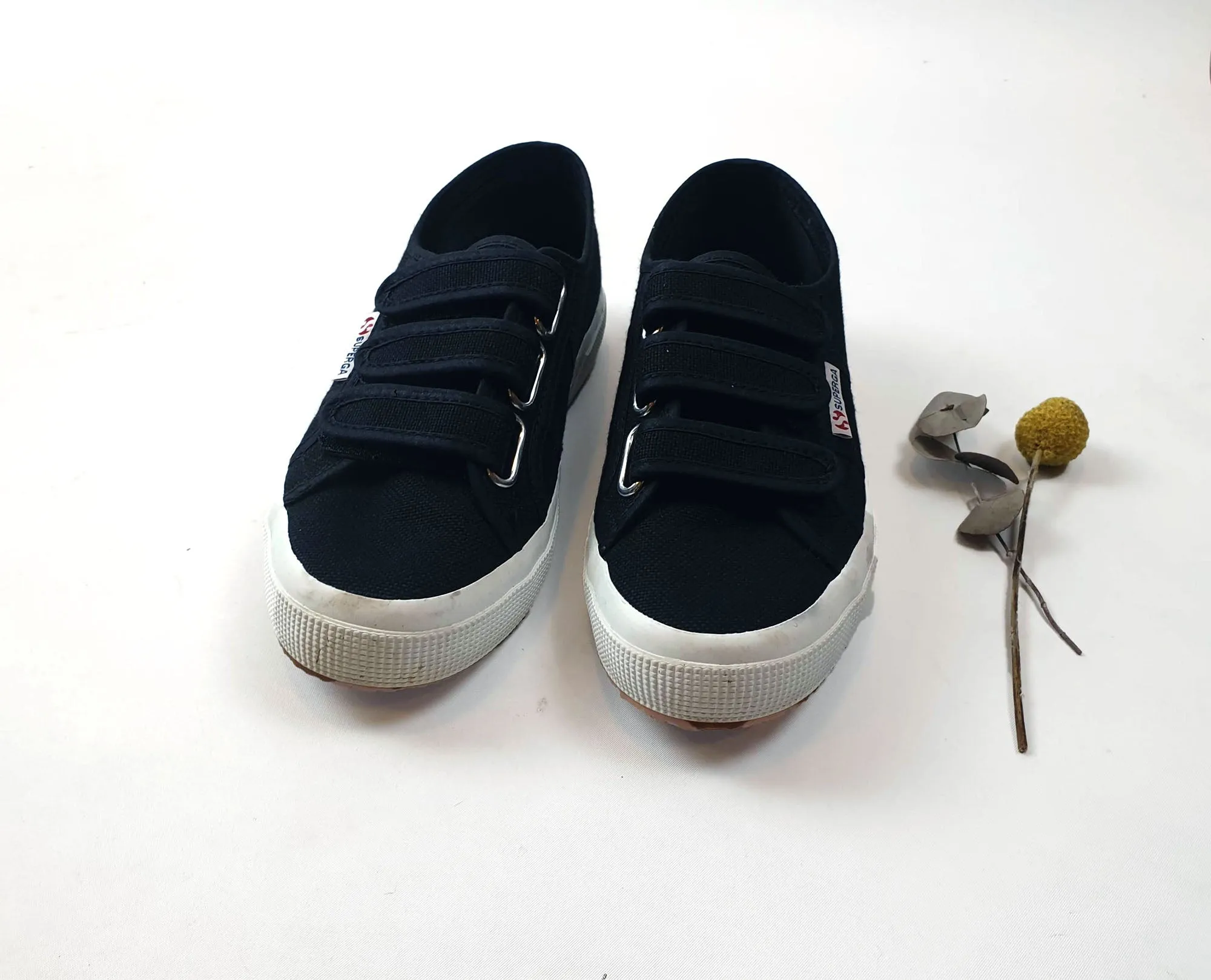 Superga black shoes with adjustable velcro size 38