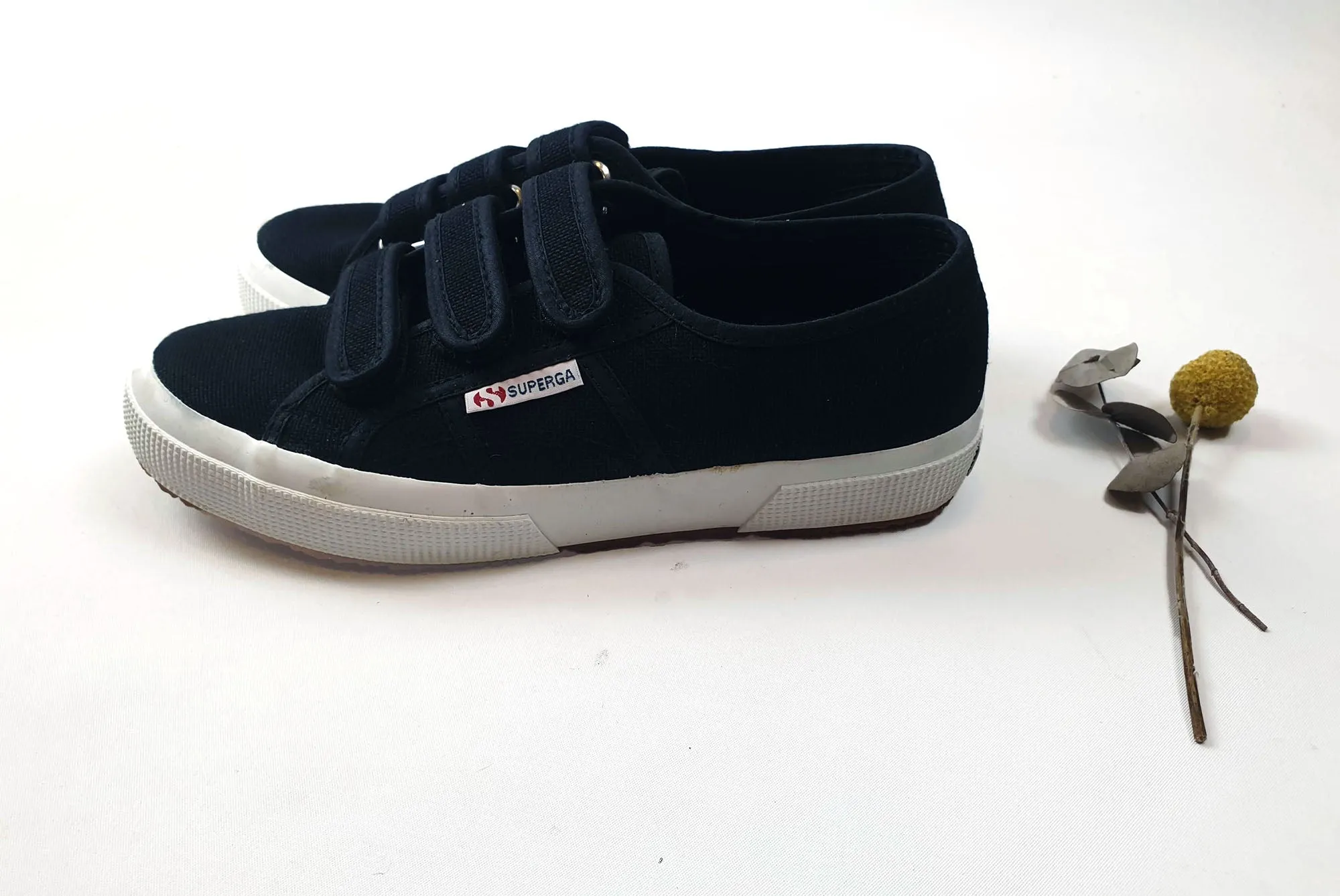 Superga black shoes with adjustable velcro size 38