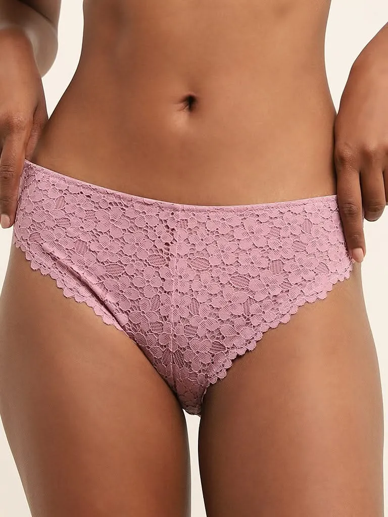 Superstar Dusty Pink Lace Brazilian Briefs
