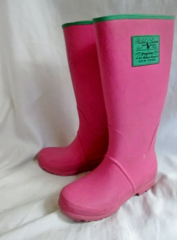 Toddler Girls RALPH LAUREN PROPRIETOR Wellies Rain Boots Rainboots 13 PINK Kids Gumboots