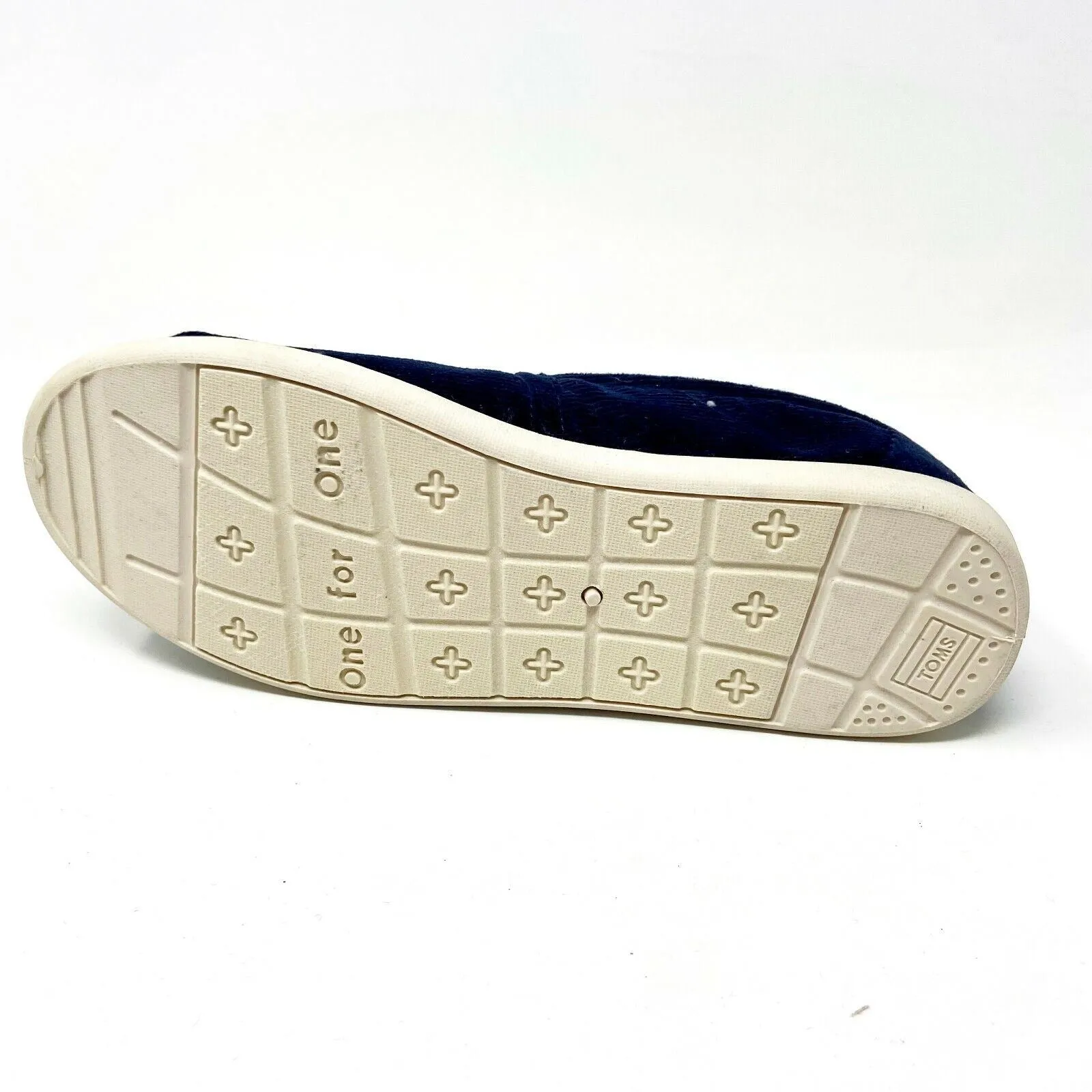 Toms Classics Navy Corduroy Fur Youth Slip On Casual Canvas Flat Shoes