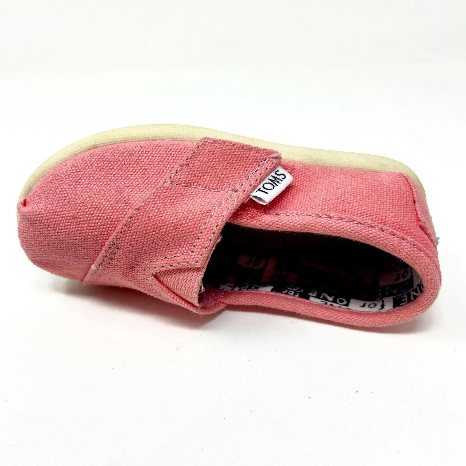 Toms Classics Pink Tiny Toddler Slip On Casual Canvas Flat Shoes