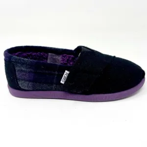 Toms Classics Purple Plaid Tiny Toddler Slip On Casual Canvas Flat Shoes