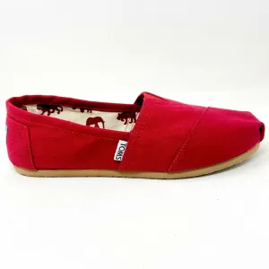 Toms Classics Red Womens Slip On Casual Canvas Flat Shoes