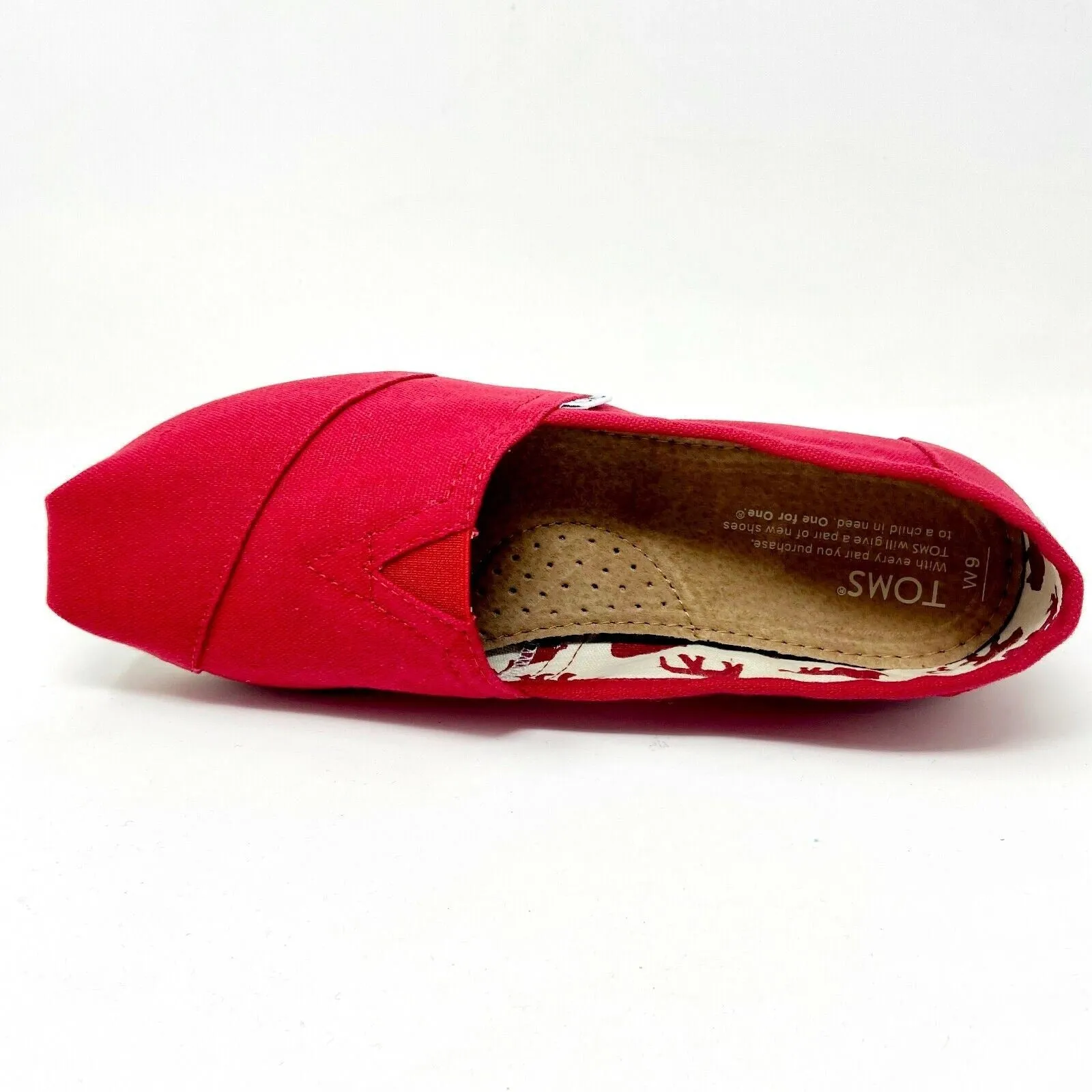 Toms Classics Red Womens Slip On Casual Canvas Flat Shoes