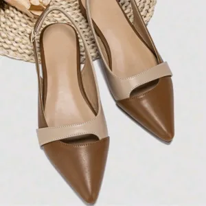 Two Tone Pointed Slingback Flats