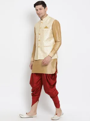 VASTRAMAY Men's Gold Zari Jacket Set
