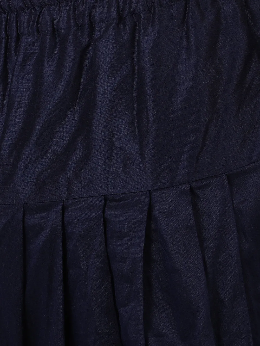 VASTRAMAY Men's Navy Blue Woven Nehru Jacket With Kurta Dhoti Set