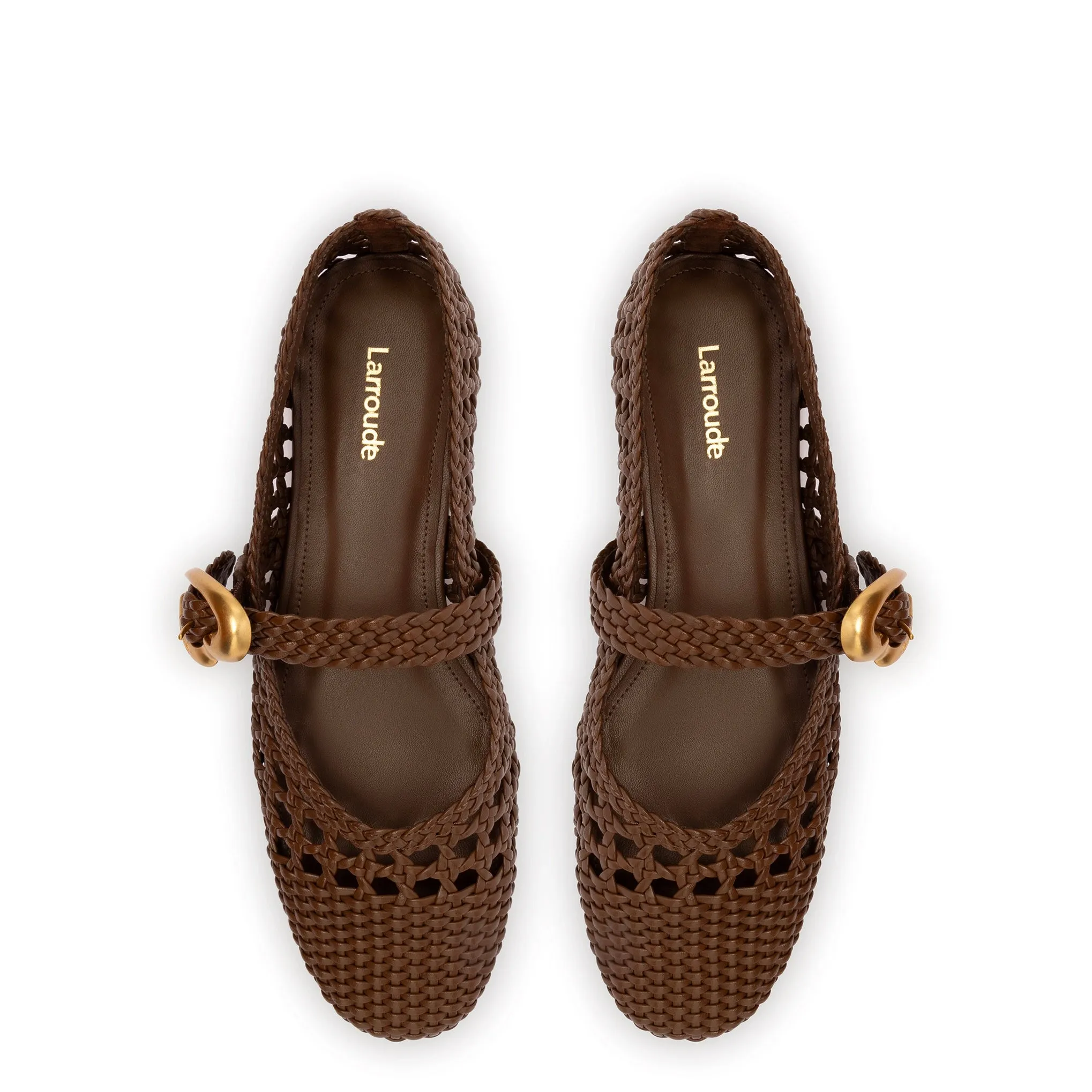 Verona Macrame Ballet Flat In Burnt Umber Leather