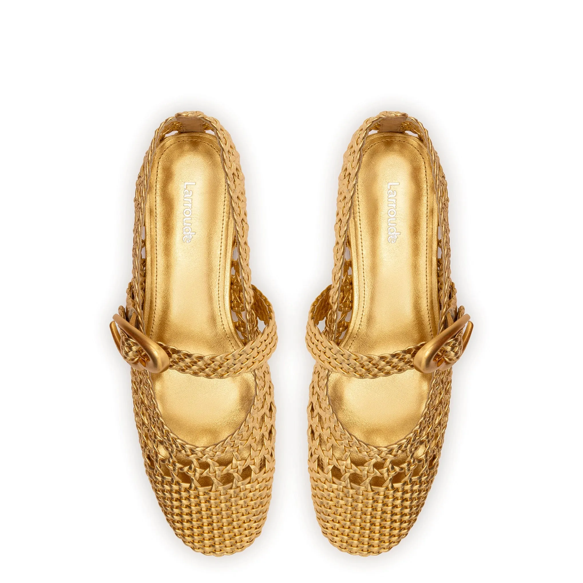 Verona Macrame Ballet Flat In Gold Metallic Leather