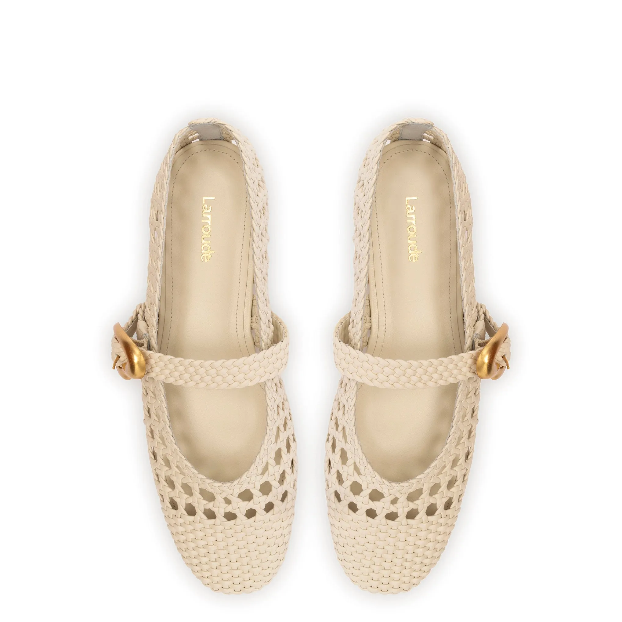 Verona Macrame Ballet Flat In Ivory Leather