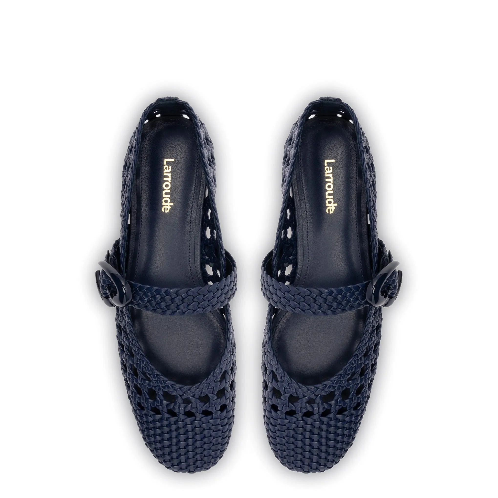 Verona Macrame Ballet Flat In Navy Leather