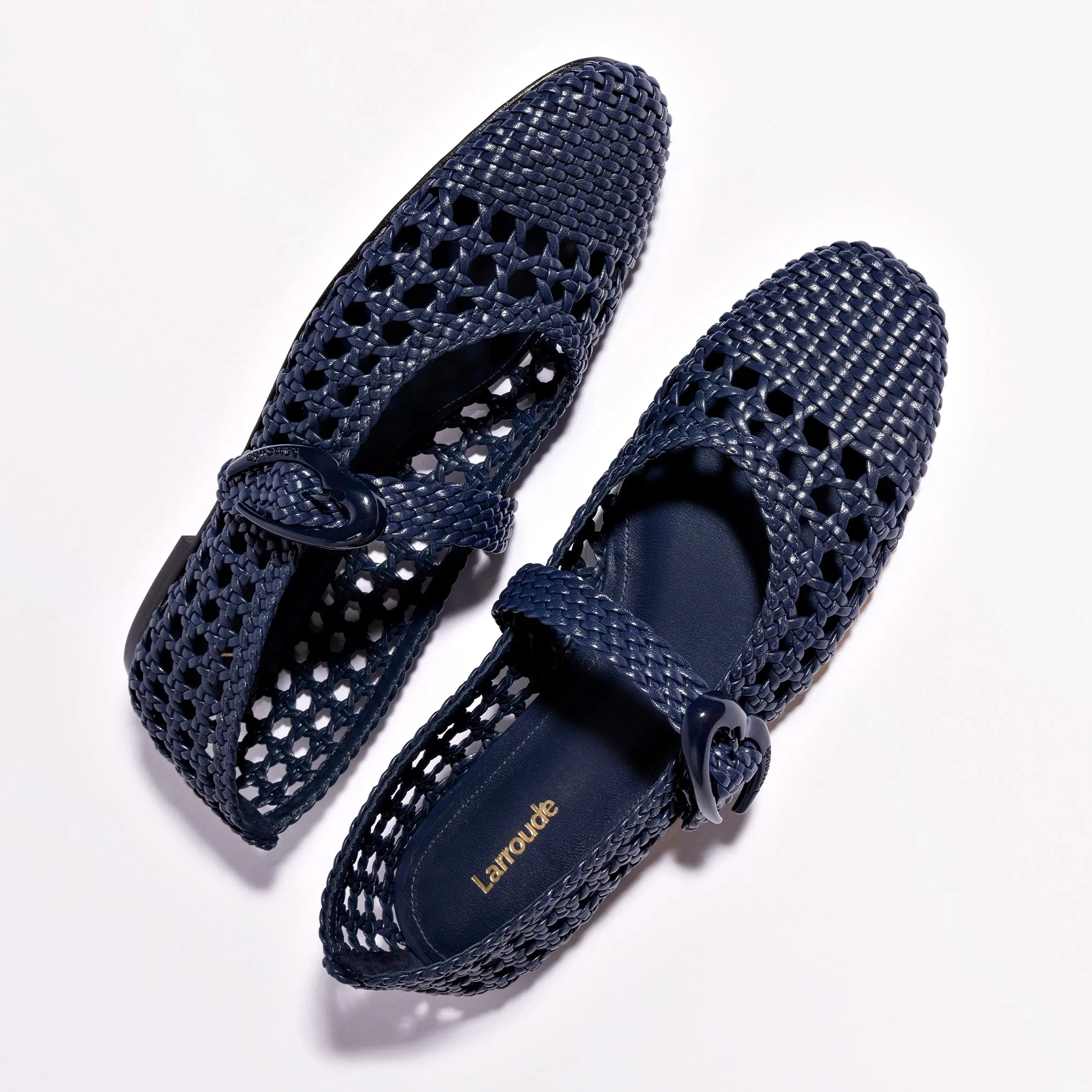 Verona Macrame Ballet Flat In Navy Leather