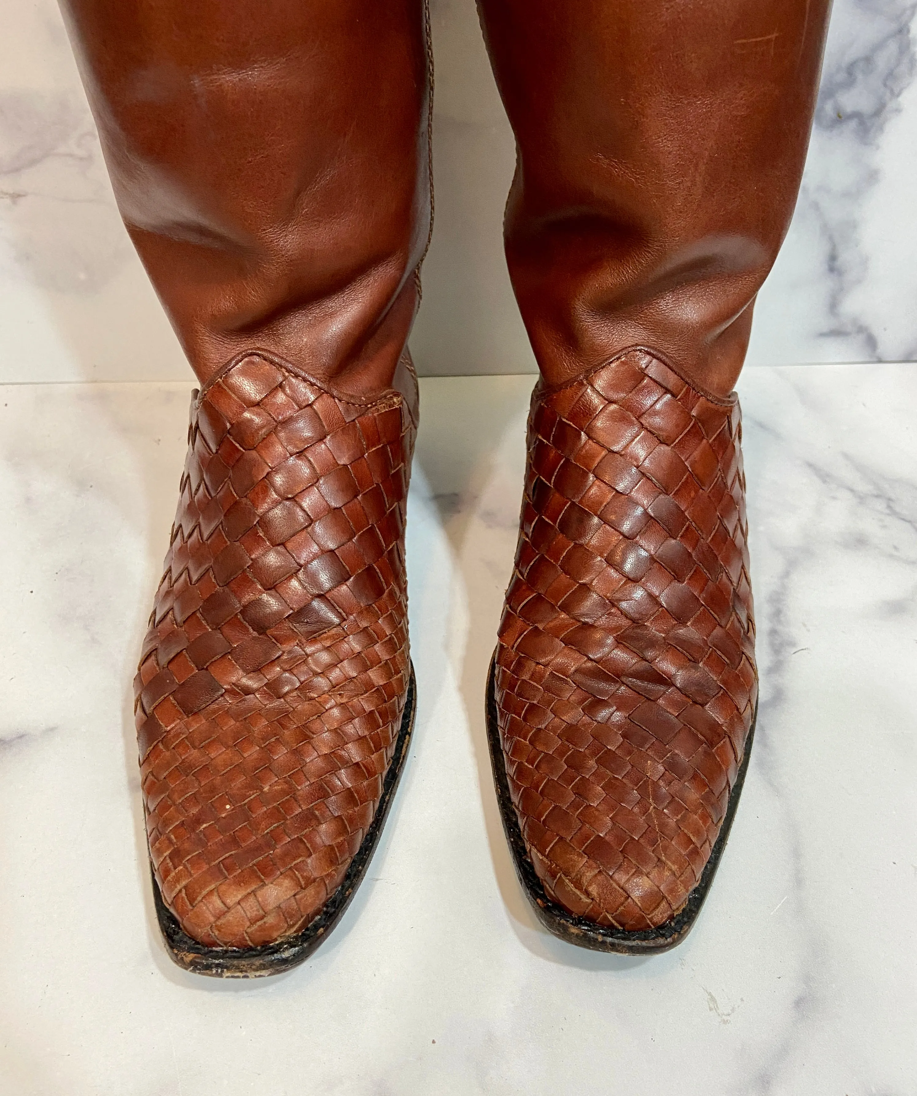 Vintage unisa woven leather riding boots
