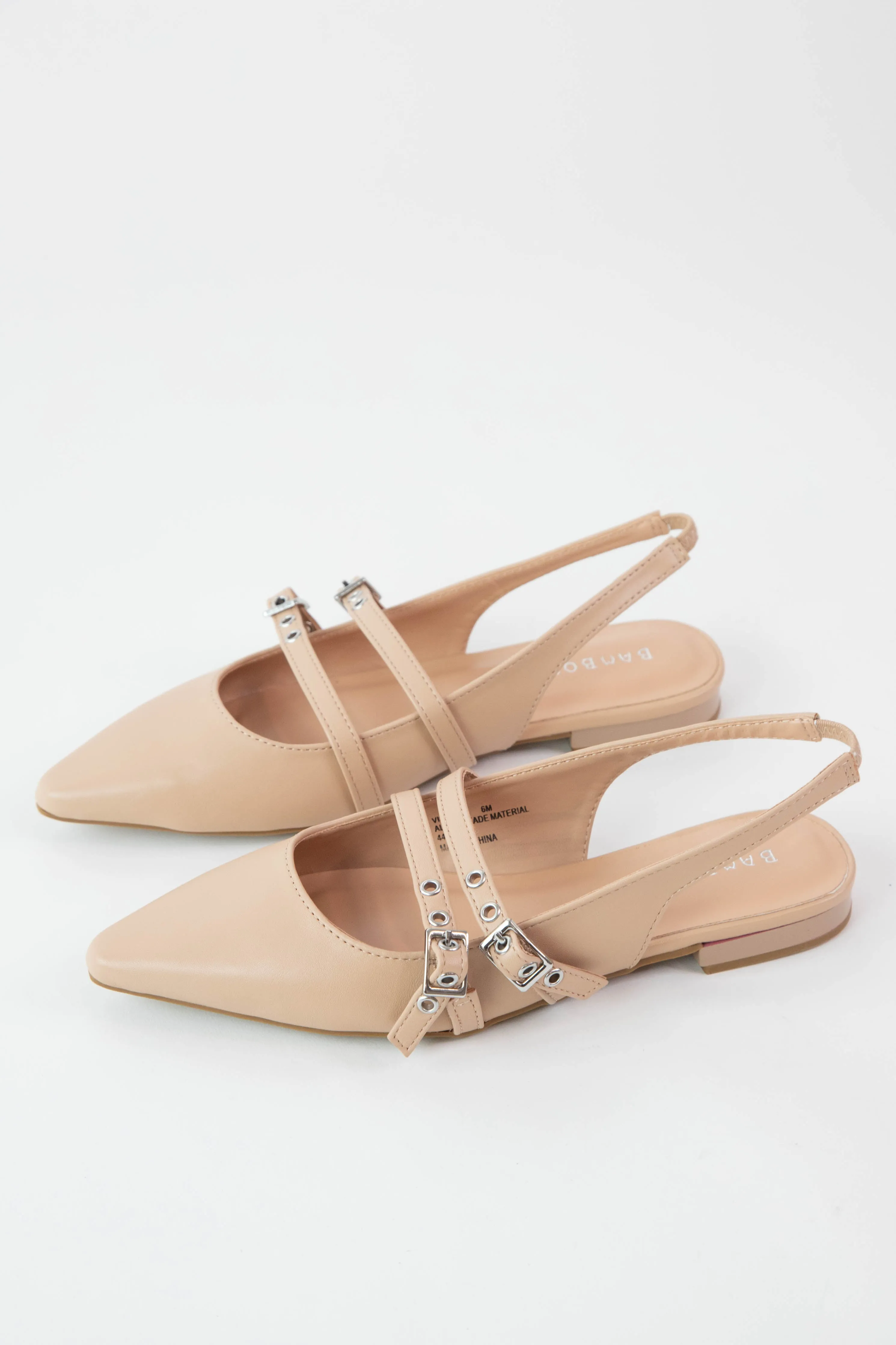 Visor Slingback Mary Jane Flat, Nude