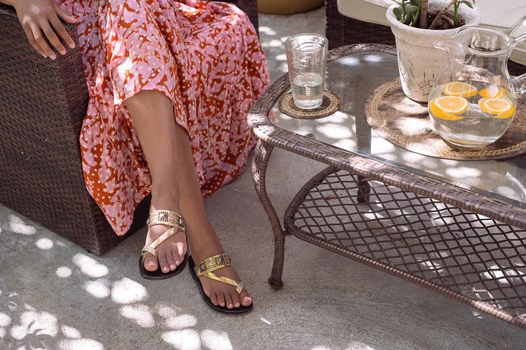Viva Sandal | Gold Mirror