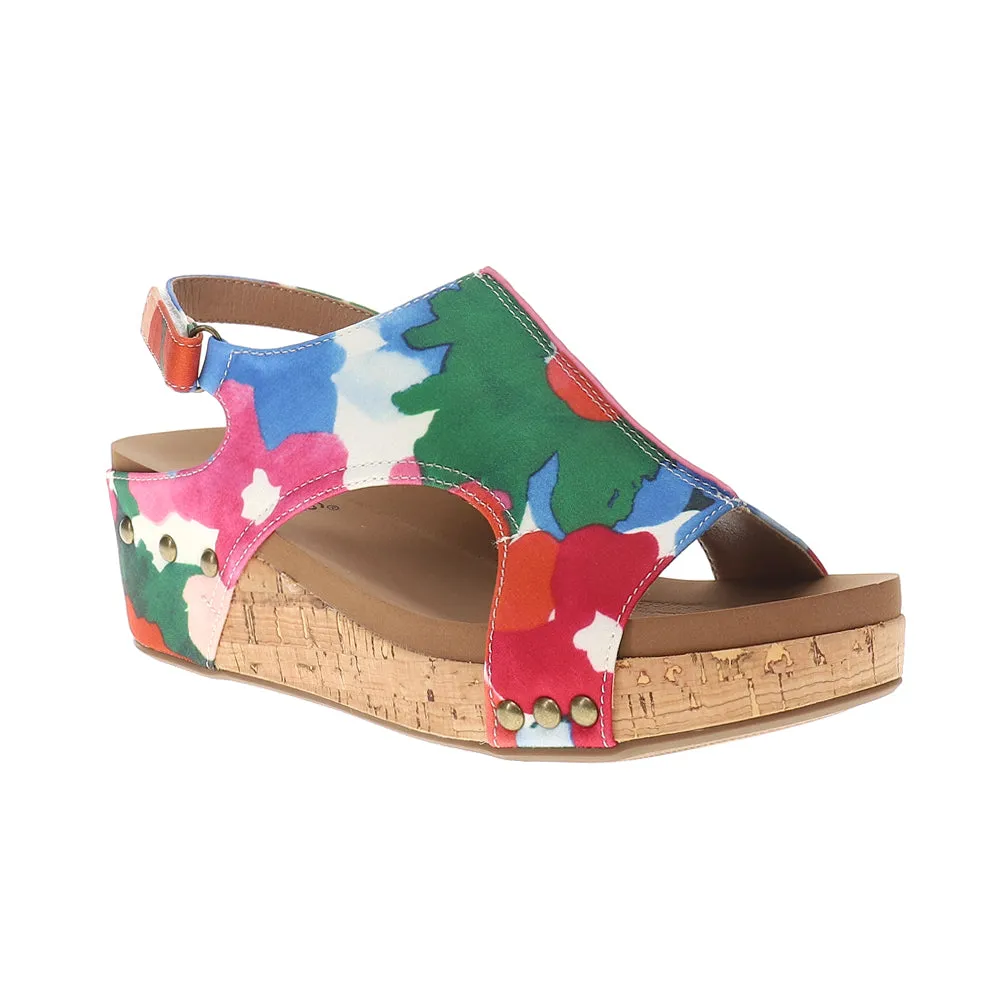 Volta II Floral Studded Slingback Wedge Sandals
