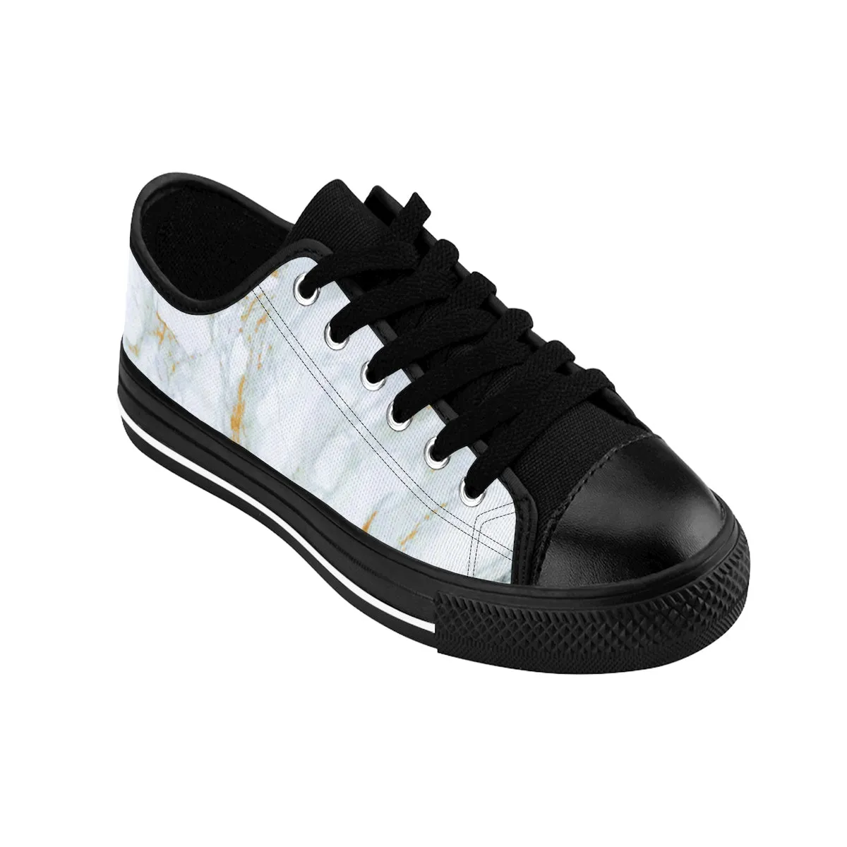 White Marble Men's Sneakers, Designer Low Top Sneakers Fashion Tennis Shoes For Men (US Size: 7-14)