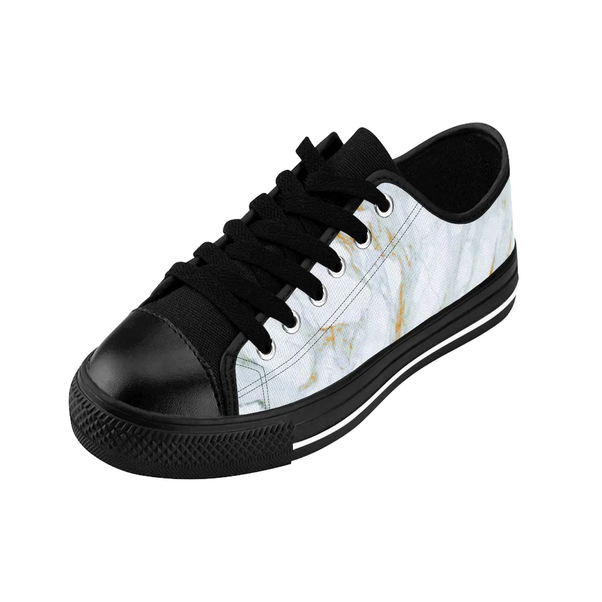 White Marble Men's Sneakers, Designer Low Top Sneakers Fashion Tennis Shoes For Men (US Size: 7-14)