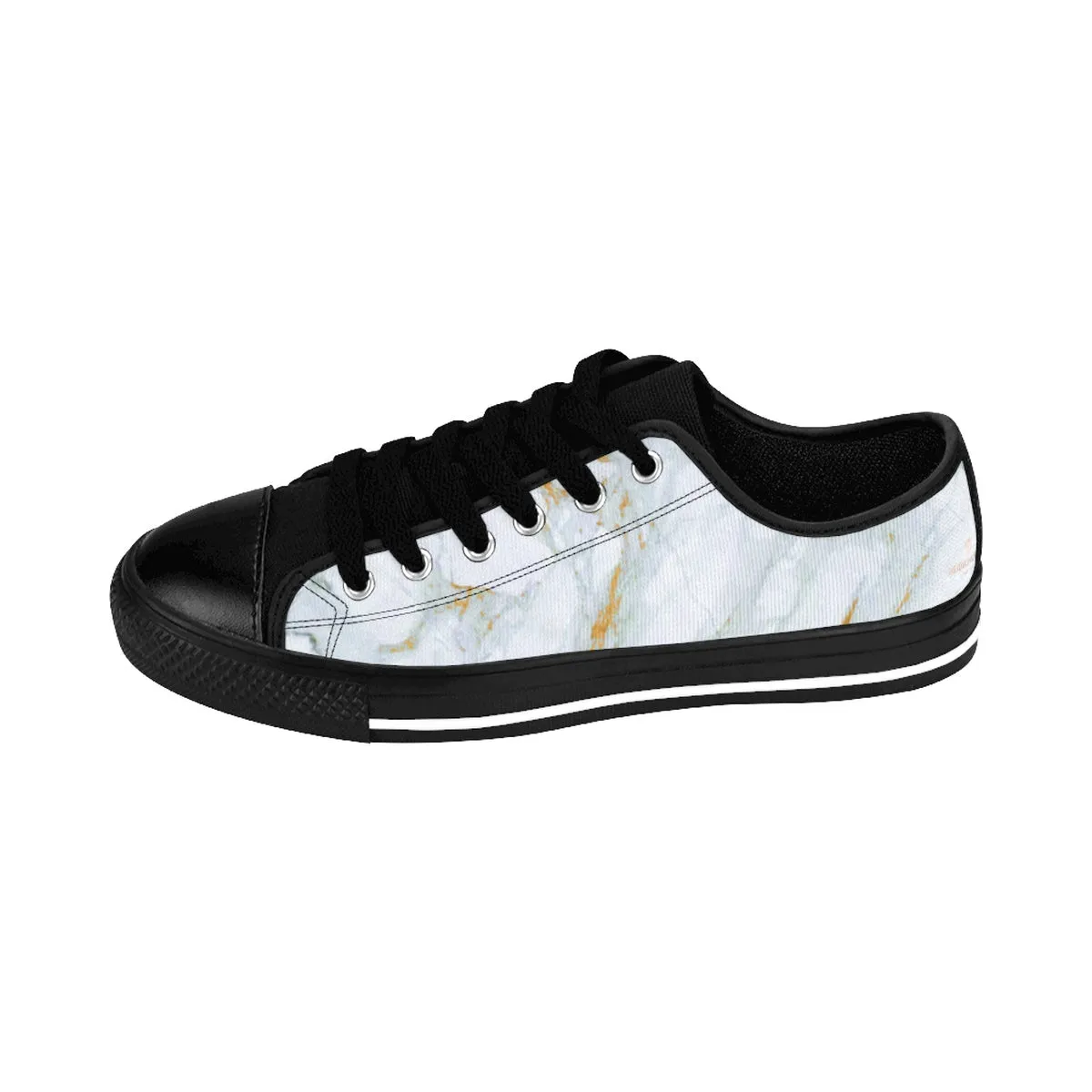 White Marble Men's Sneakers, Designer Low Top Sneakers Fashion Tennis Shoes For Men (US Size: 7-14)