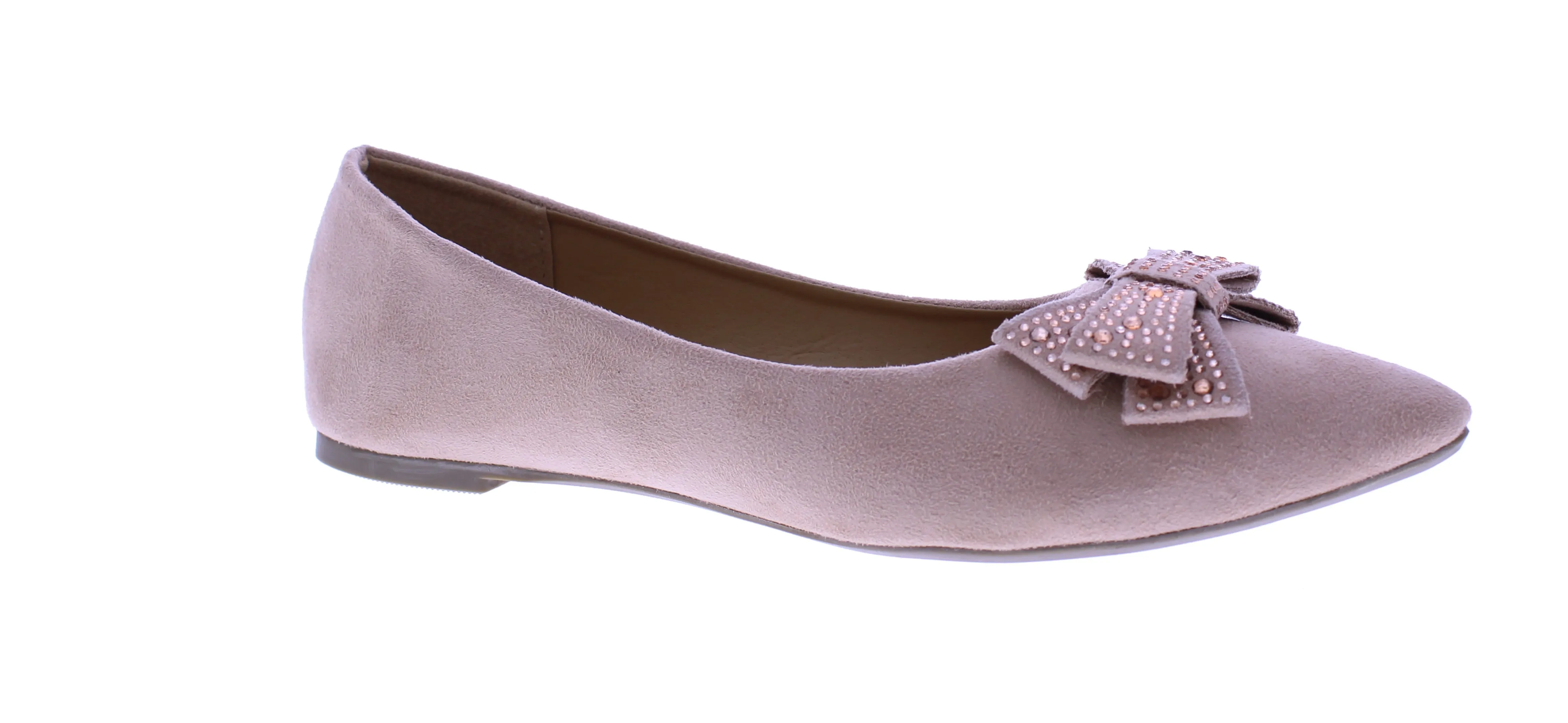 Women Microfiber Ballerina with Rhinestone Bow