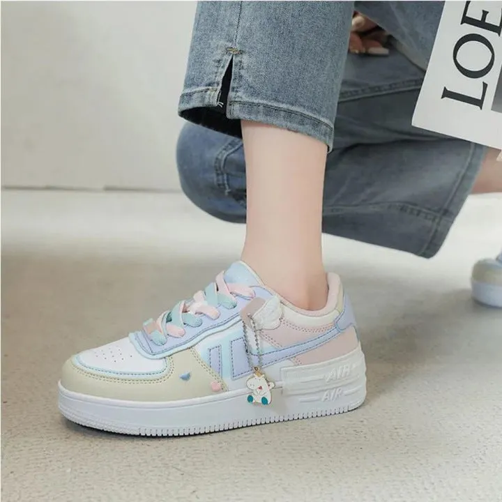 Women Skate Shoe Sneaker Macarons Colorblock Shoes