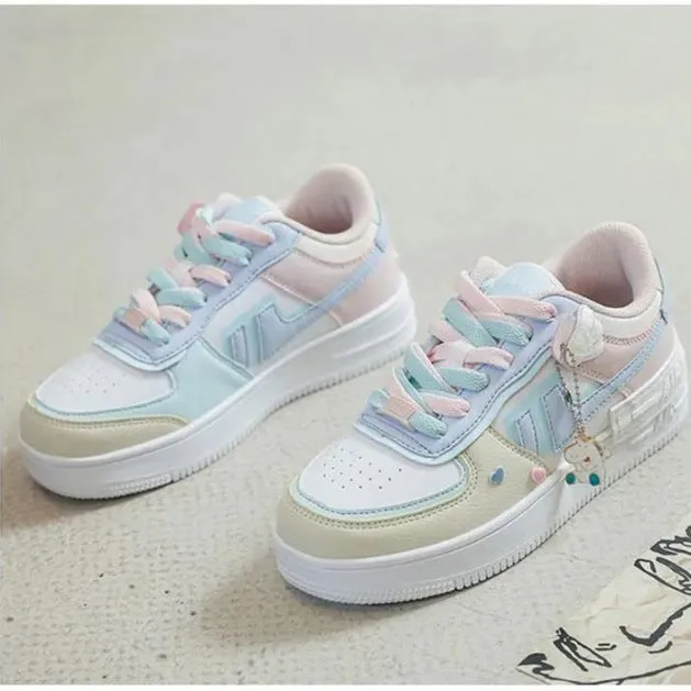 Women Skate Shoe Sneaker Macarons Colorblock Shoes