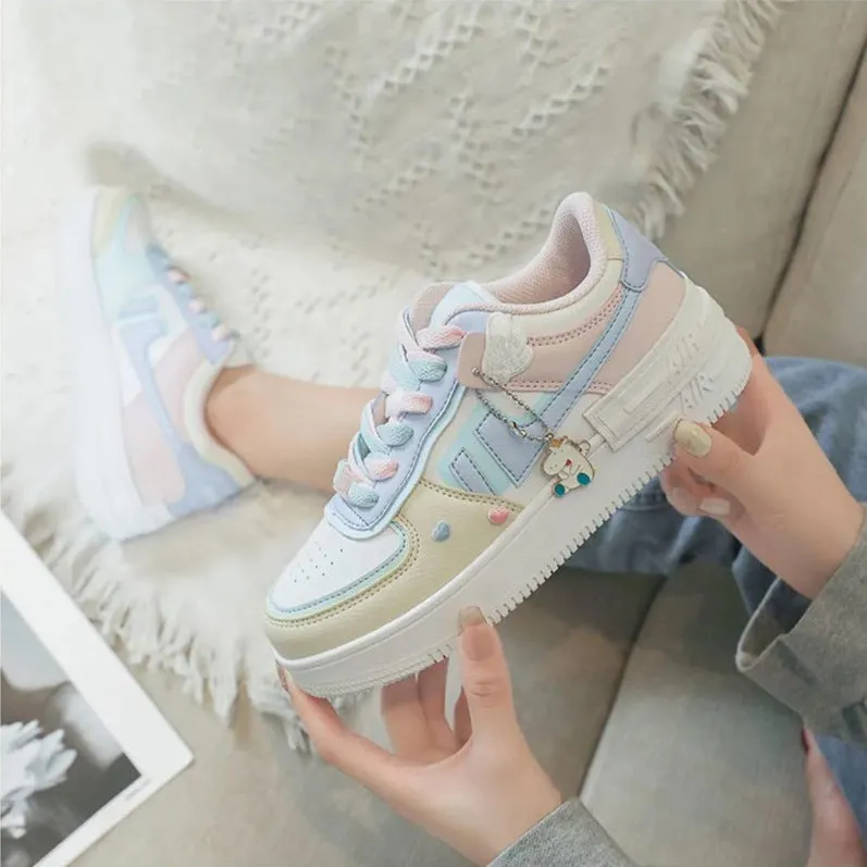 Women Skate Shoe Sneaker Macarons Colorblock Shoes