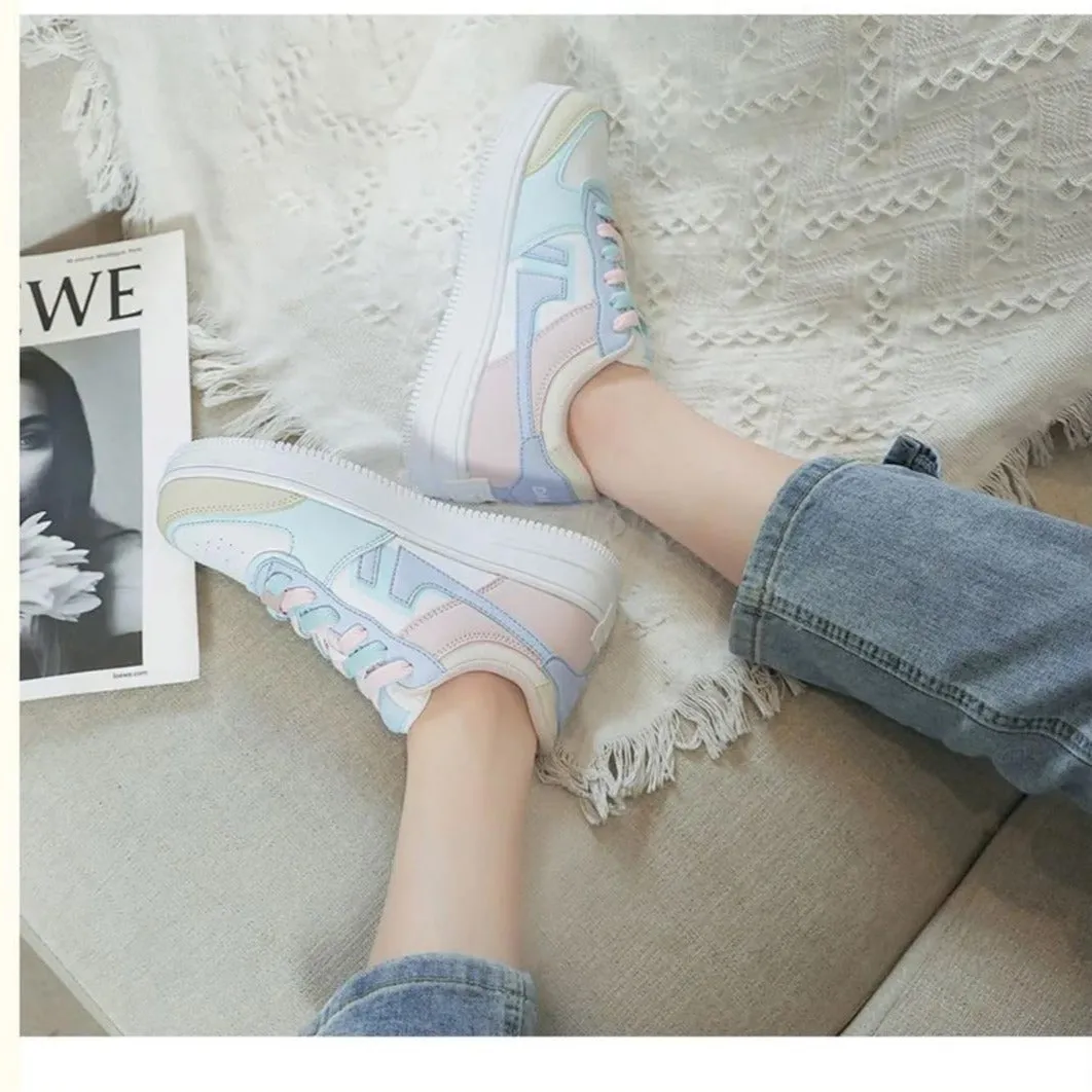 Women Skate Shoe Sneaker Macarons Colorblock Shoes