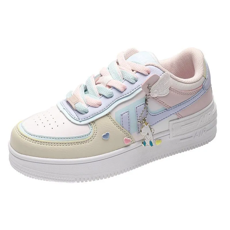Women Skate Shoe Sneaker Macarons Colorblock Shoes
