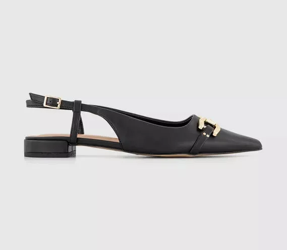 Womens Office Fruity Pointed Trim Sling Backs Black