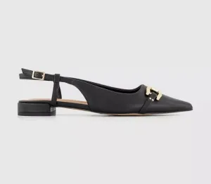 Womens Office Fruity Pointed Trim Sling Backs Black