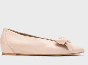 WONDERS A-3821 Nude Leather Wedge Ballet Flat with Bow