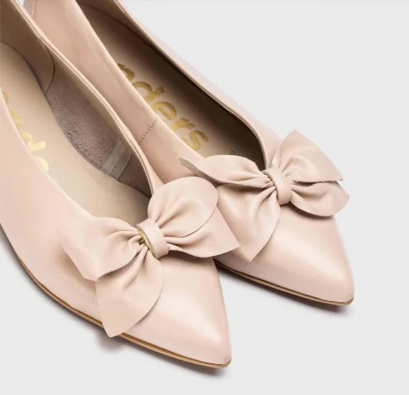 WONDERS A-3821 Nude Leather Wedge Ballet Flat with Bow