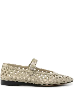 Woven Leather Mary Jane in Ecru