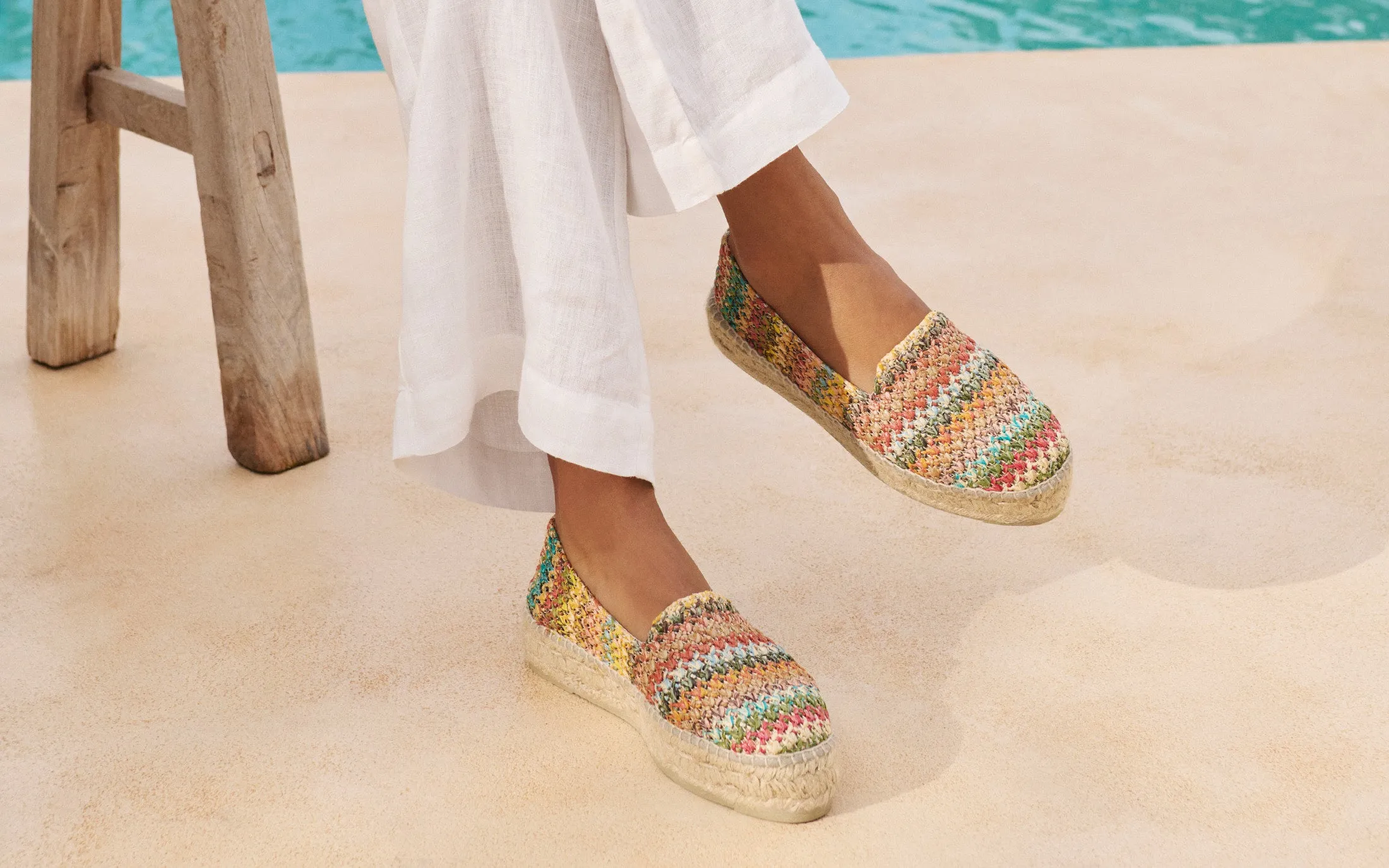 Woven Raffia Double Sole Espadrilles - H34D0 - Yucatán Multicolor