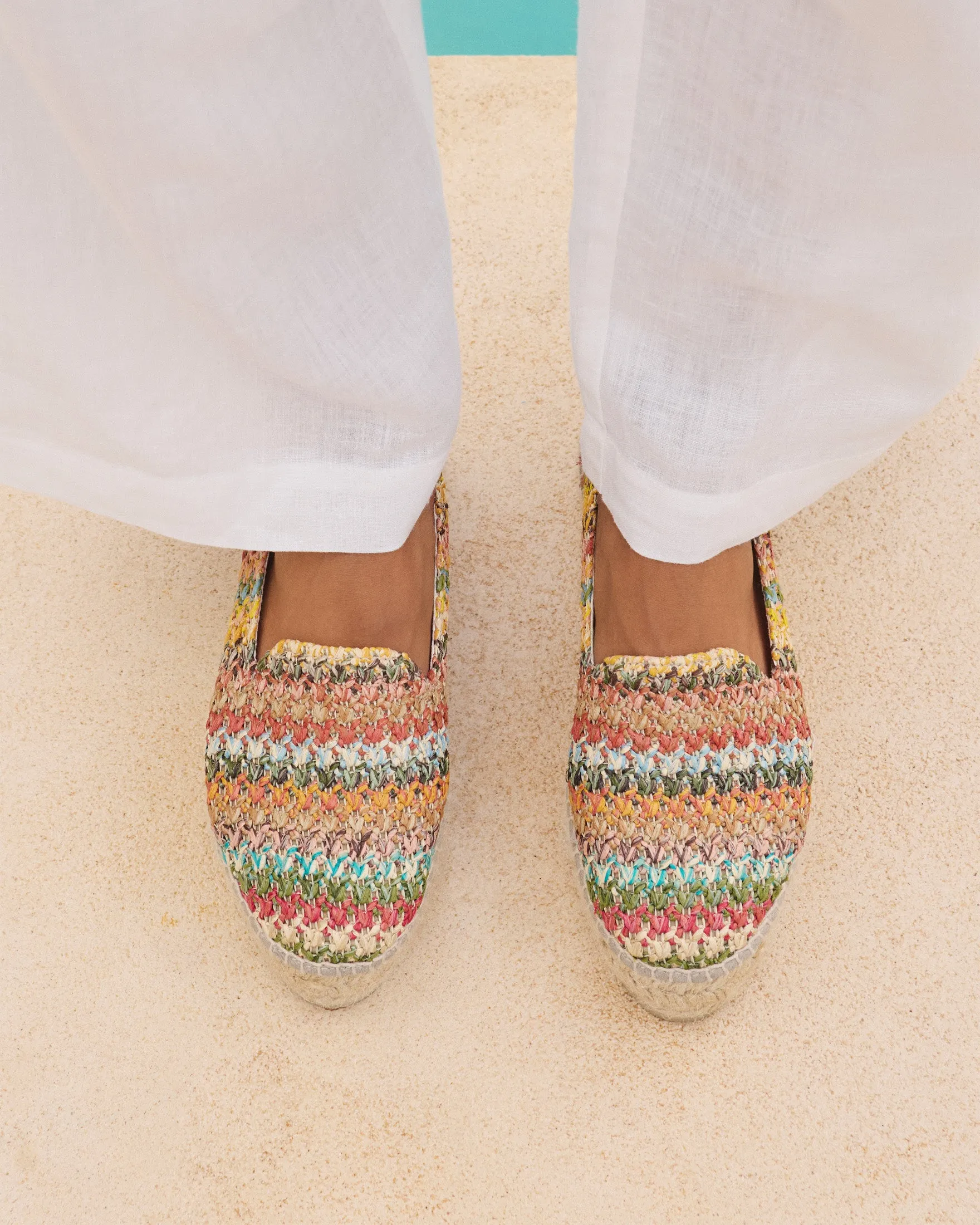 Woven Raffia Double Sole Espadrilles - H34D0 - Yucatán Multicolor