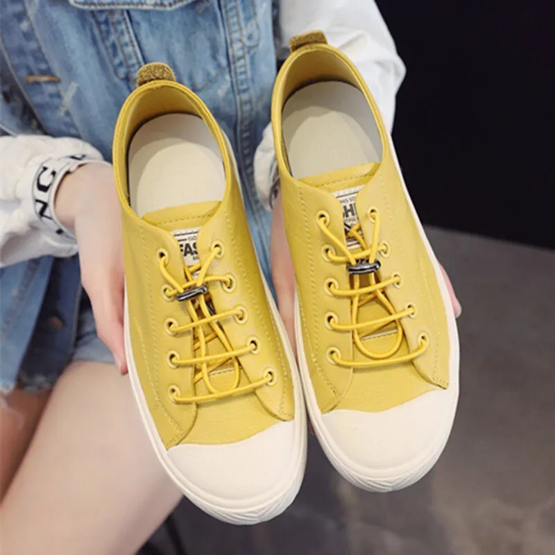 xiangtuibao  Fashion Cowhide Sneakers Women Casual Breathable Walking Shoes Flat Sport Shoes Genuine Leather Vulcanized Shoes Spring
