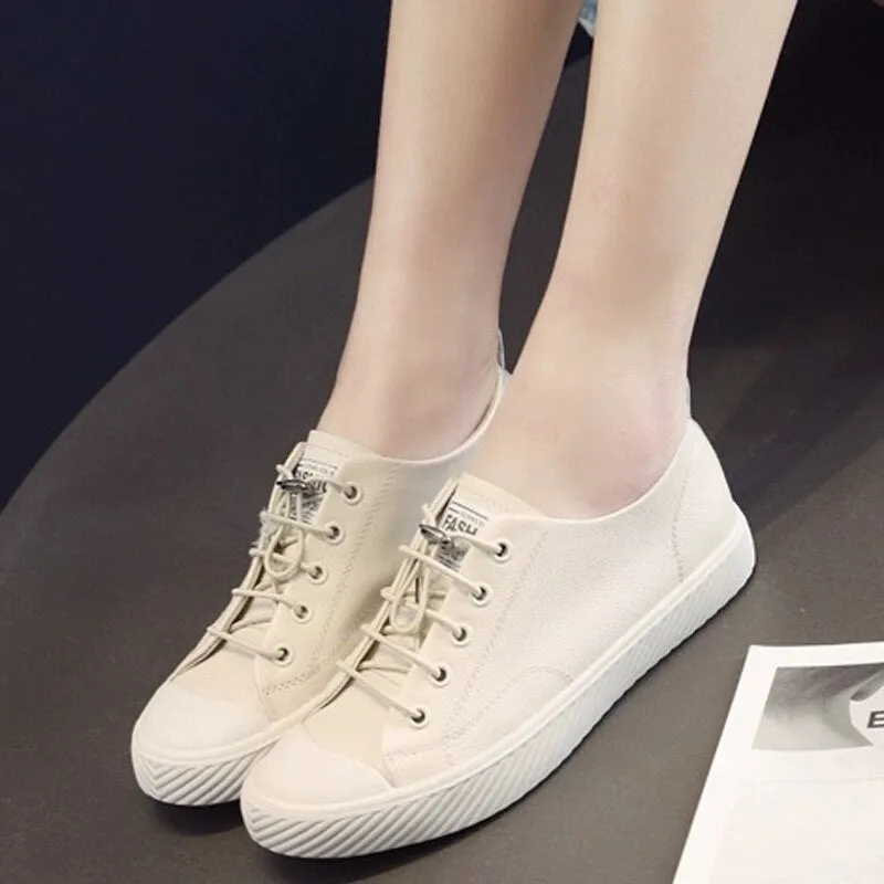 xiangtuibao  Fashion Cowhide Sneakers Women Casual Breathable Walking Shoes Flat Sport Shoes Genuine Leather Vulcanized Shoes Spring
