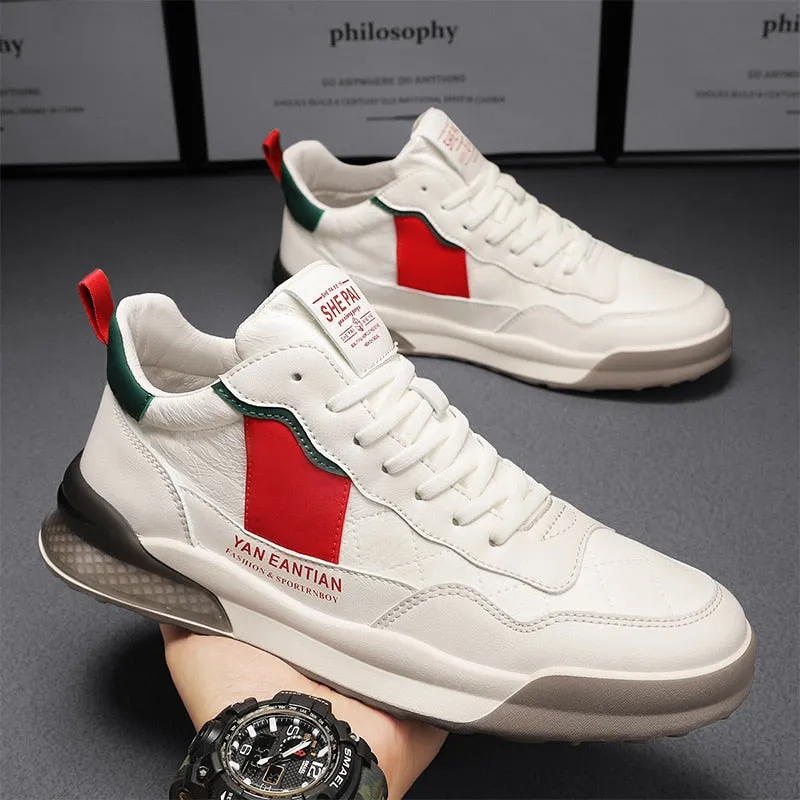 xiangtuibao Men Shoes Casual Leather Male Sneakers Flat Anti Slip Outdoor Walking Platform Sports Designer Luxury Retro Loafers Tennis