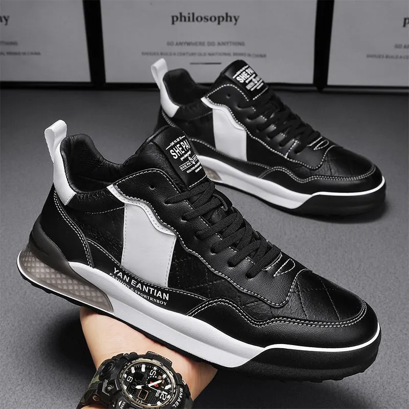 xiangtuibao Men Shoes Casual Leather Male Sneakers Flat Anti Slip Outdoor Walking Platform Sports Designer Luxury Retro Loafers Tennis