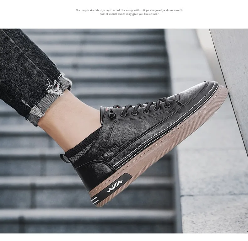 xiangtuibao Men Shoes Casual Leather Male Sneakers Flat Anti Slip Outdoor Walking Platform Sports Designer Luxury Retro Loafers Tennis