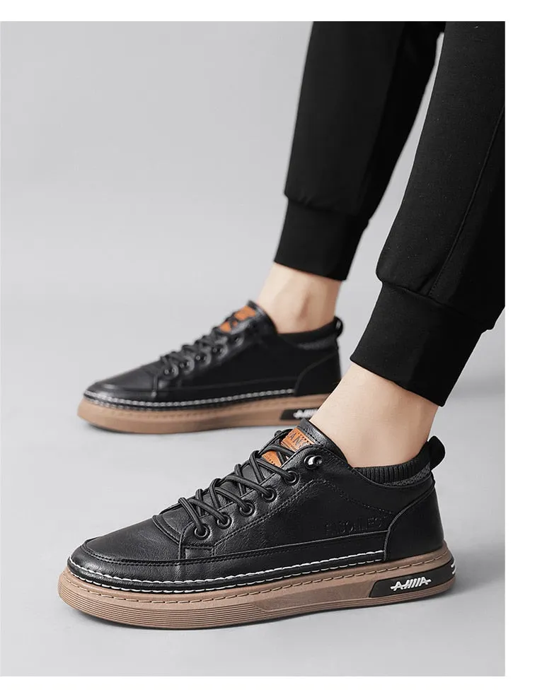 xiangtuibao Men Shoes Casual Leather Male Sneakers Flat Anti Slip Outdoor Walking Platform Sports Designer Luxury Retro Loafers Tennis