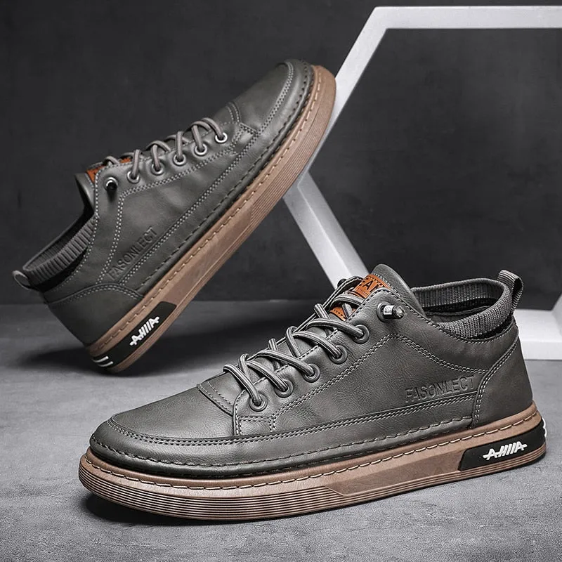 xiangtuibao Men Shoes Casual Leather Male Sneakers Flat Anti Slip Outdoor Walking Platform Sports Designer Luxury Retro Loafers Tennis