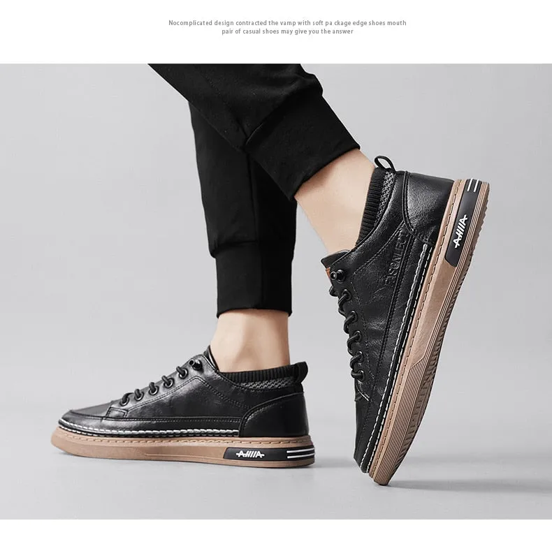 xiangtuibao Men Shoes Casual Leather Male Sneakers Flat Anti Slip Outdoor Walking Platform Sports Designer Luxury Retro Loafers Tennis