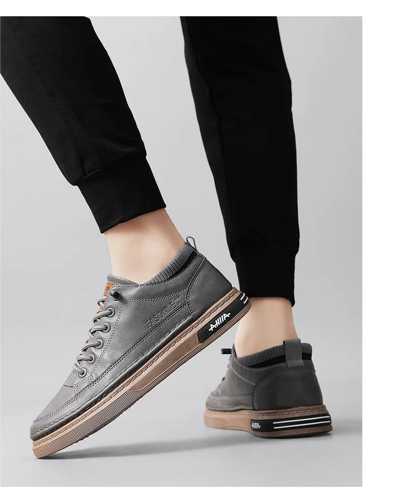 xiangtuibao Men Shoes Casual Leather Male Sneakers Flat Anti Slip Outdoor Walking Platform Sports Designer Luxury Retro Loafers Tennis