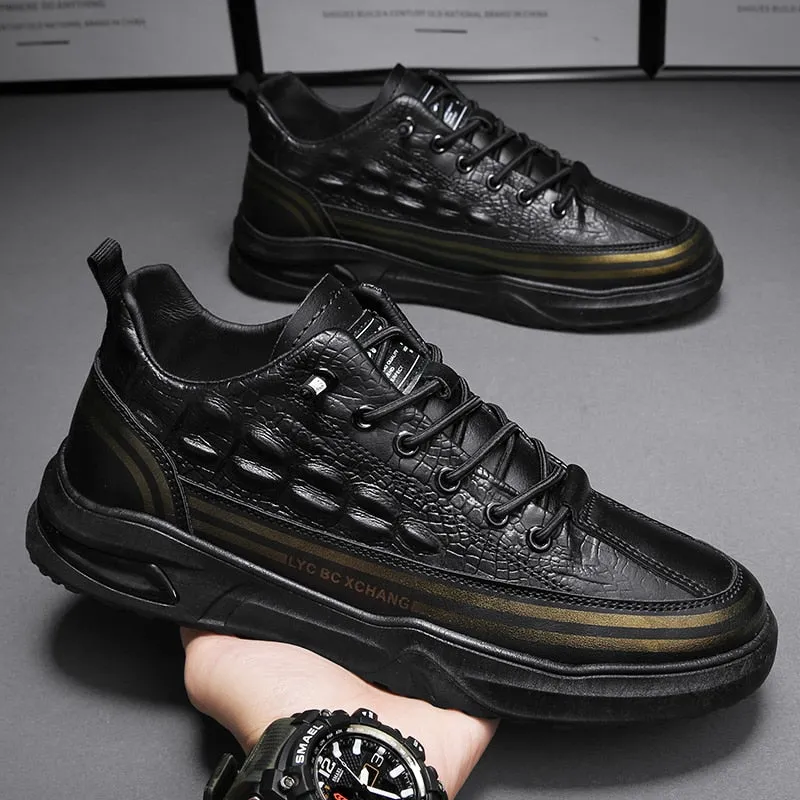 xiangtuibao Men Shoes Casual Leather Male Sneakers Flat Anti Slip Outdoor Walking Platform Sports Designer Luxury Retro Loafers Tennis