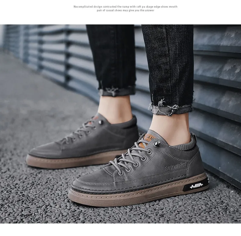 xiangtuibao Men Shoes Casual Leather Male Sneakers Flat Anti Slip Outdoor Walking Platform Sports Designer Luxury Retro Loafers Tennis